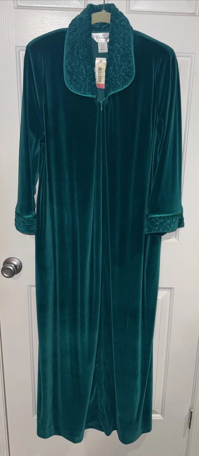 VTG Diamond Tea Women Size S Luxury Vtg Robe Emerald Green Velour Zip New Tag