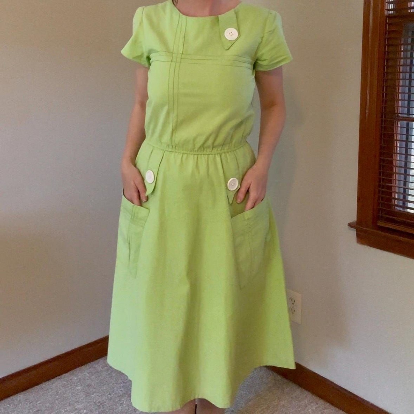 Vintage 60s Lime Green Mod MCM Pop Art Day Dress