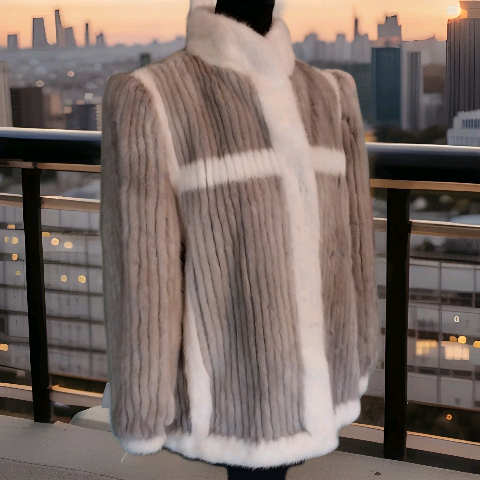 VINTAGE MCM 50’S SWING STYLE MOB WIFE OLD MONEY GREY AND CREAM MINK COAT