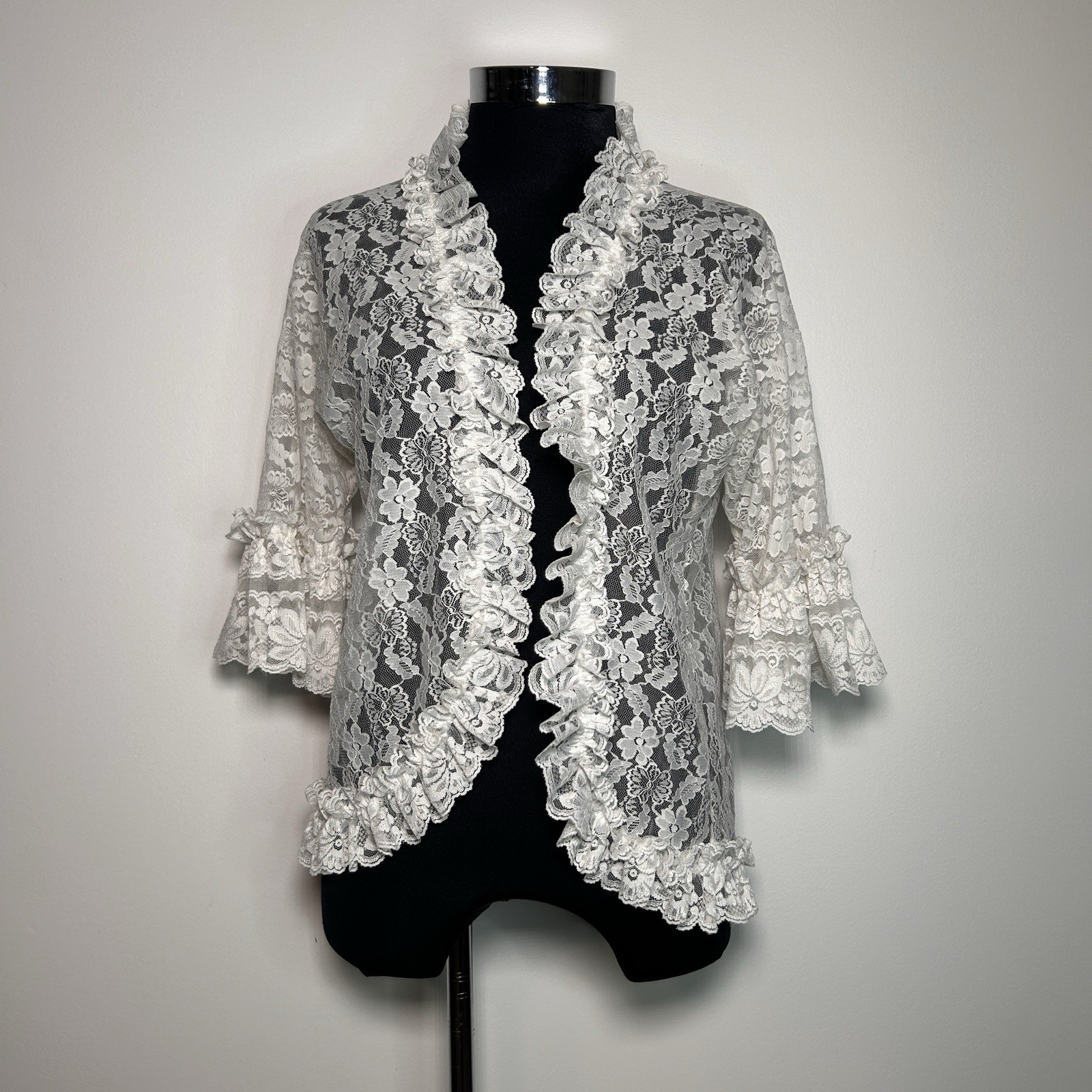 Vintage Dolores for Poirette Lace Ruffle Nylon Cover Top Union Made MPN 810