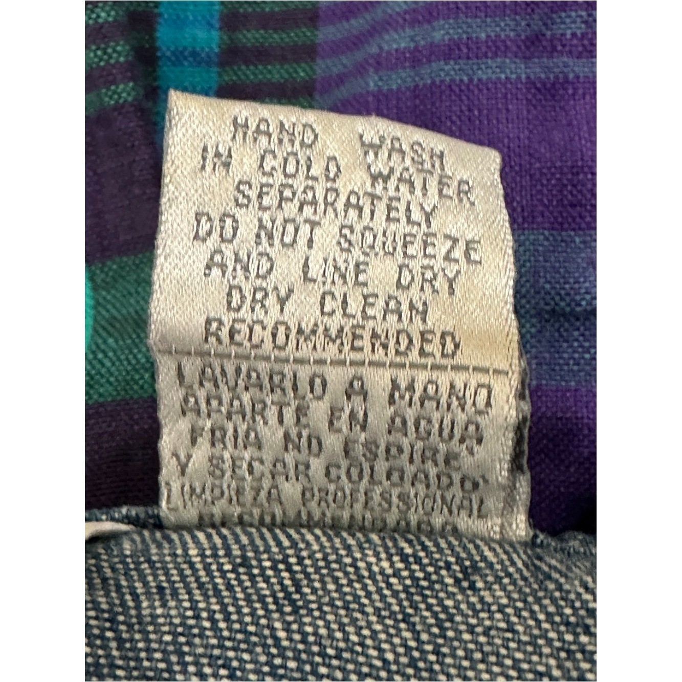 Jane Ashley Denim Plaid Dress size M Vintage Cottagecore Grannycore Boho