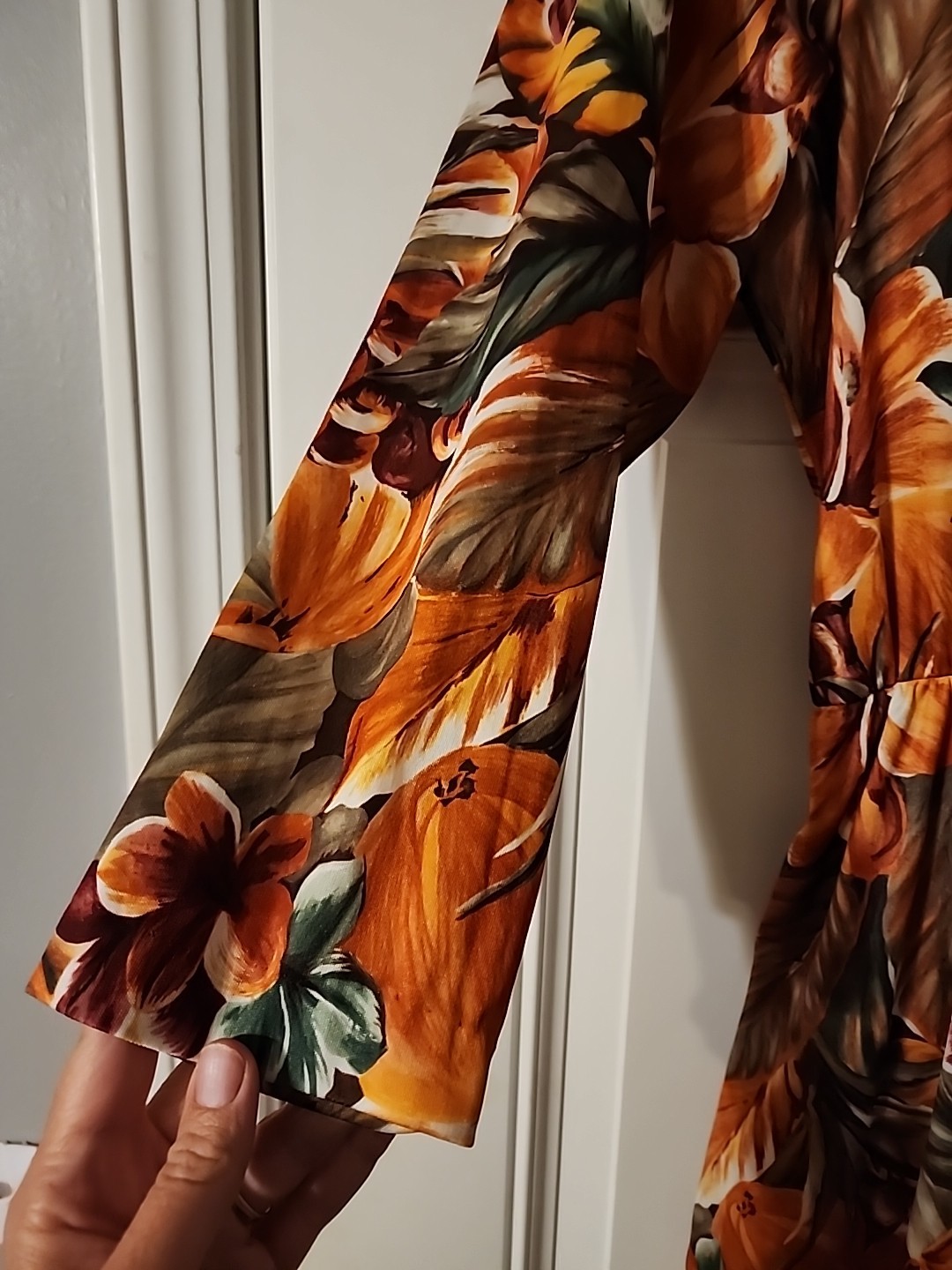 Vintage 1980s Dress Roamans Floral Tropical Wrap Beach Stretch Boho L XL 2x ?