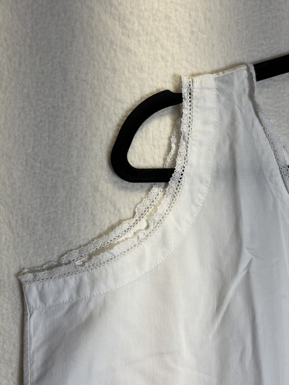 VTG Fine Cotton French Linen White Nightgown Lace Trim HM Trousseau Monogrammed