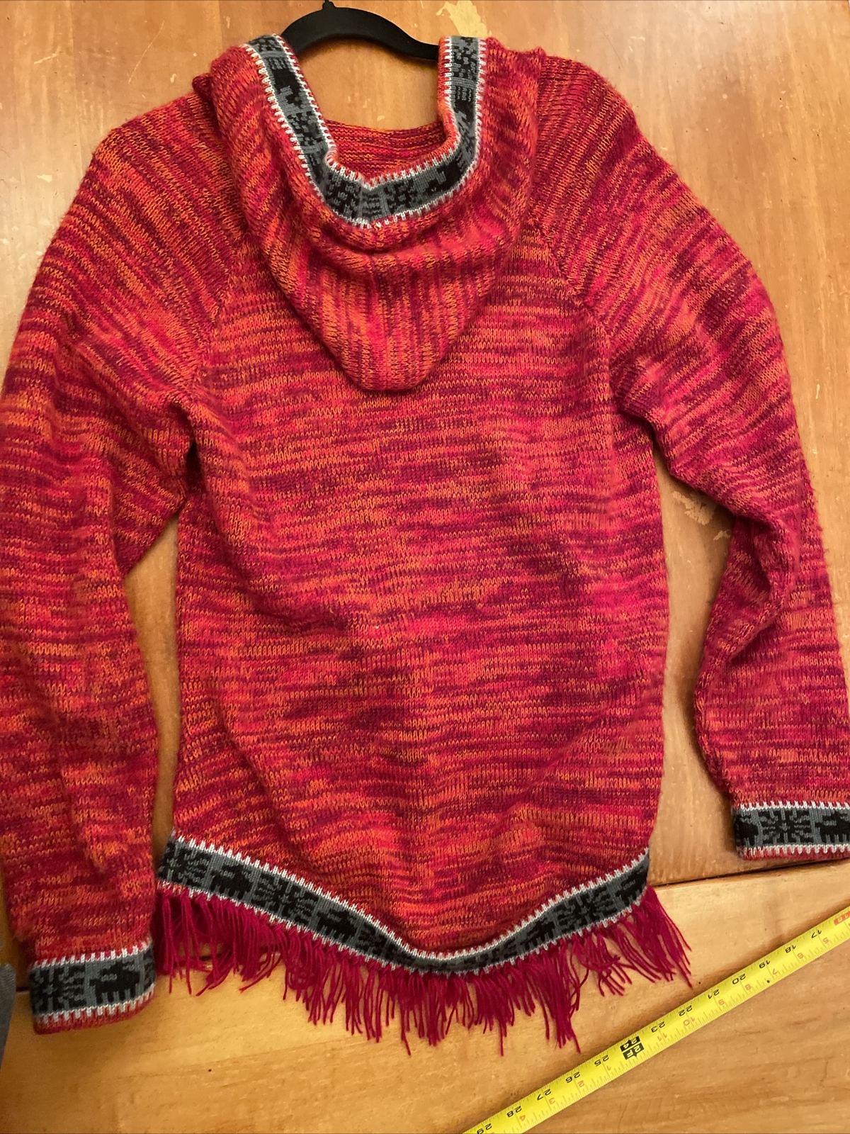 VTG SIGNATURE IMPORTS Bolivia Alpaca Wool Hooded Festival BOHO Sweater Womens L
