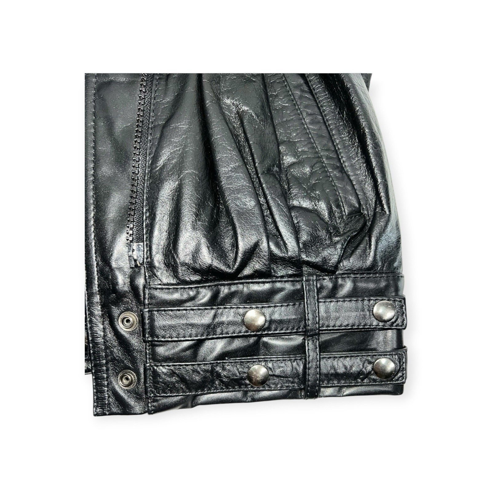 VTG 80s NEW WAVE LEATHER THRILLER JACKET PUNK ROCK GOTH HALLOWEEN BIKER EDGY EMO
