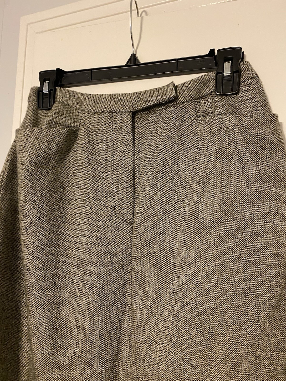 Vtg Ralph Lauren Gray Tweed Wool Herringbone A-Line Skirt 28×35 size 4 Pockets