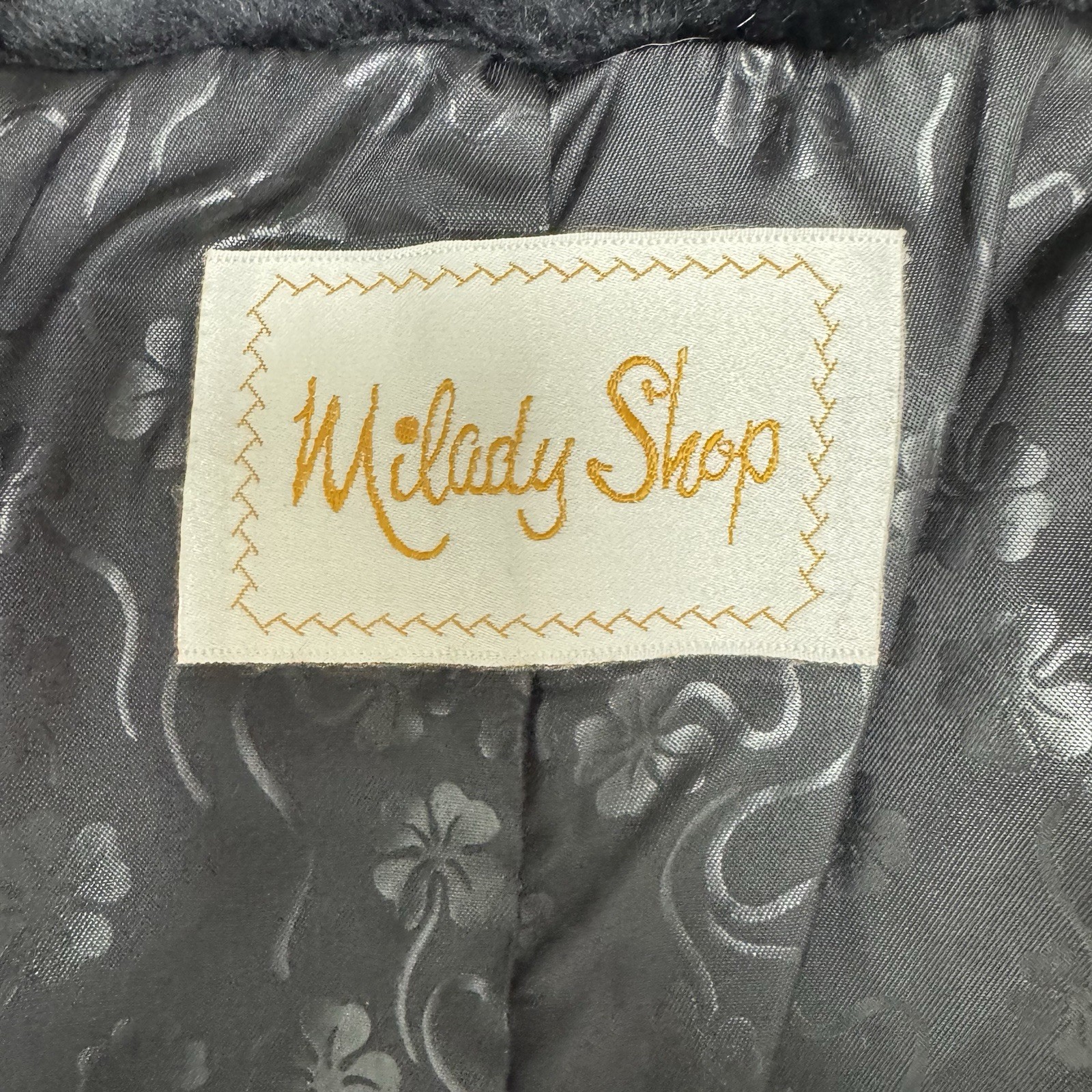 Vintage Milady Shop women’s coat black faux fur open front USA Made size S