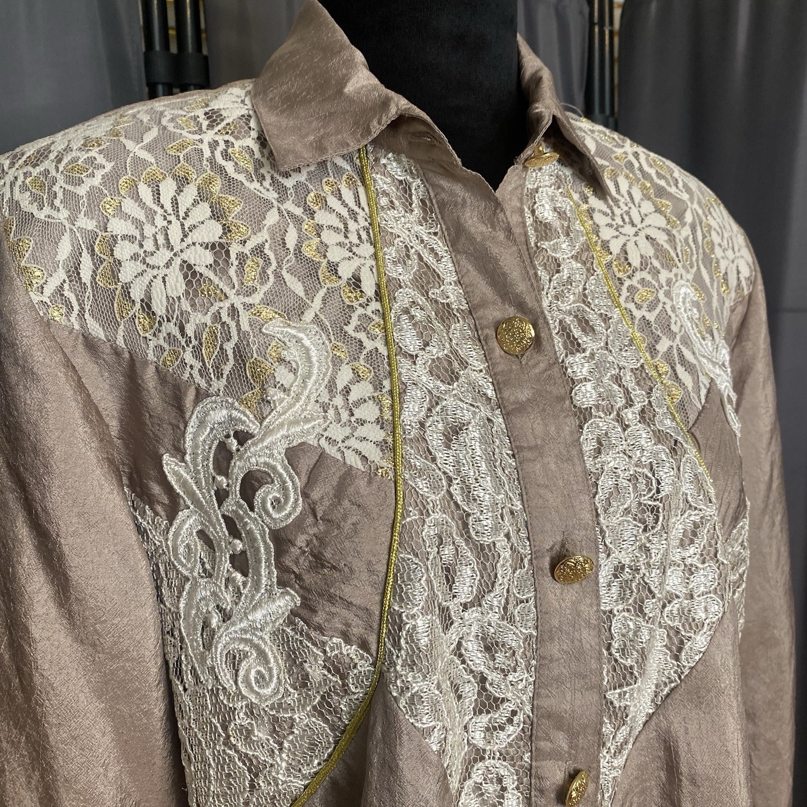 VTG Retro Teddi Women’s Button Up Blouse Sz M Western Coastal Cowgirl Rodeo 90s