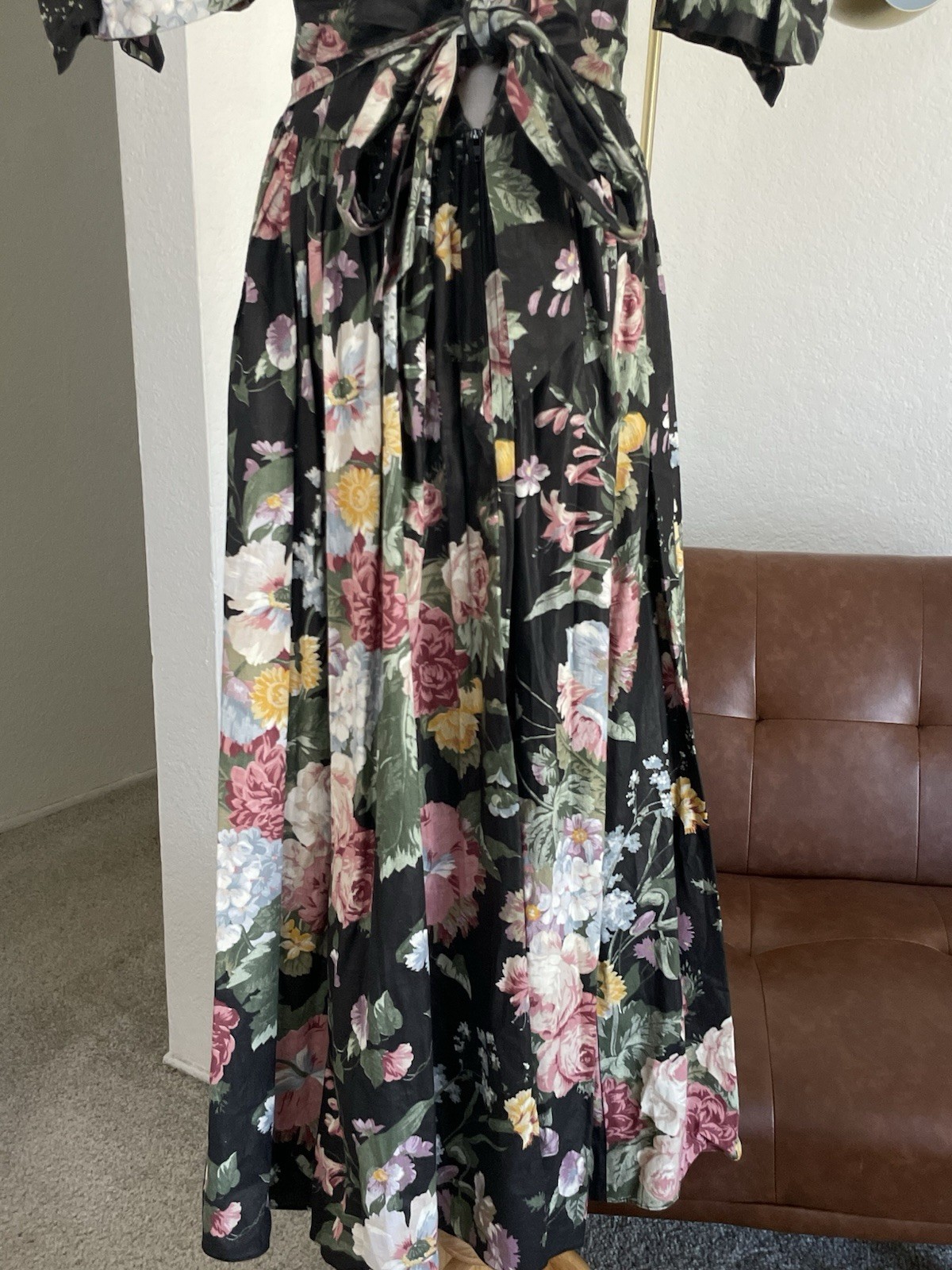 Vintage 1980s EXPO Romantic Cottagecore Victorian Puffy Sleeves Floral Dress