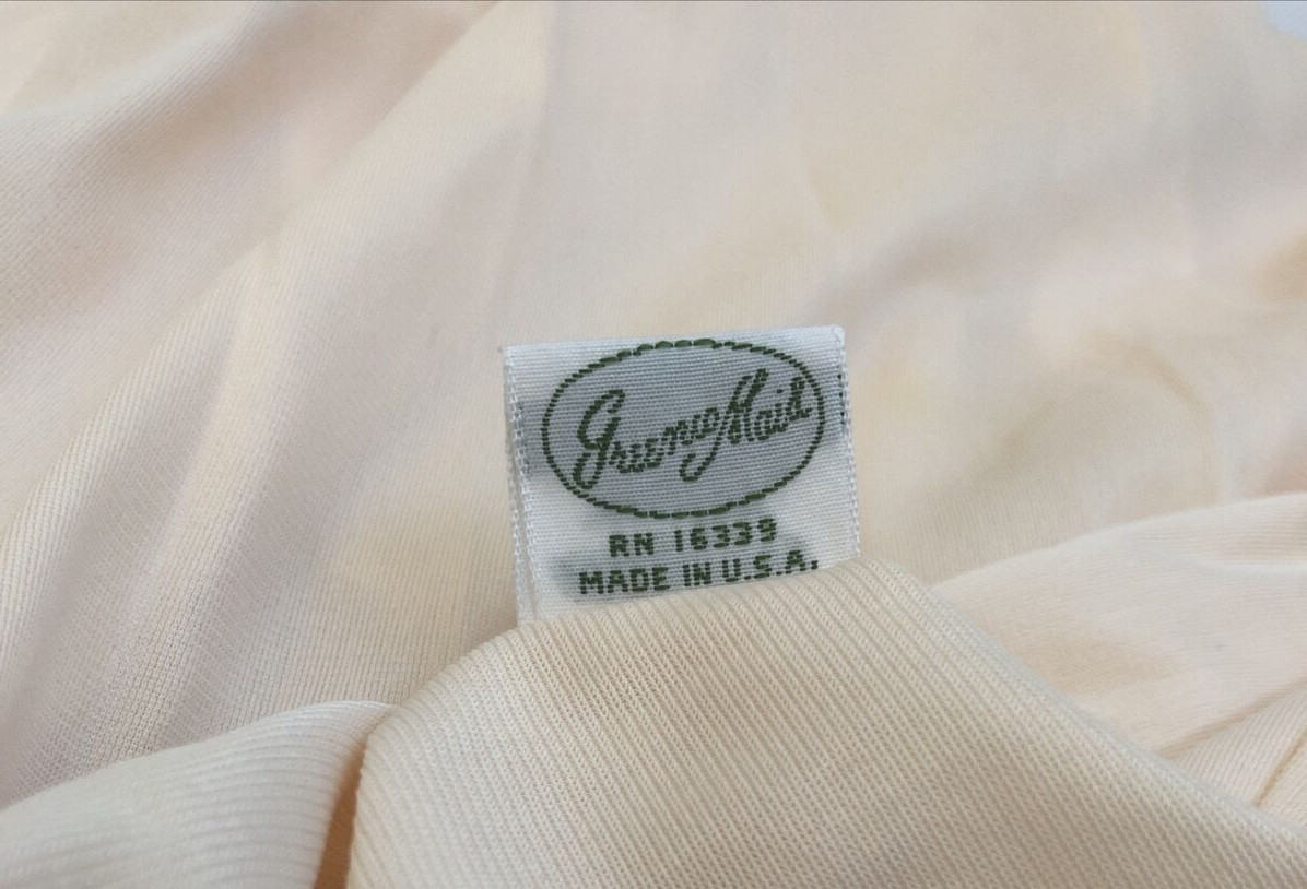 Half Slip Nylon Lace Tricot Long Medium 6 Vintage Cream Side Slit Greenco Maid