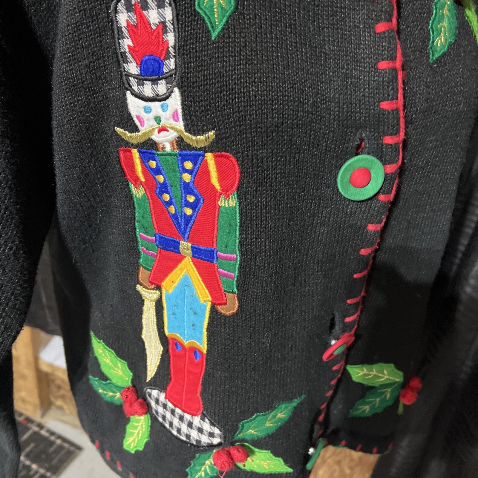 Vintage 1980s Bouillabaisse Deborah Christmas Festive Granny Teacher Cardigan M