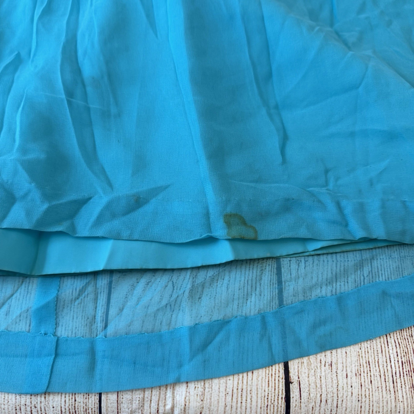 Vintage 70s Teal Chiffon Maxi Dress Size XS Bridesmaid Twiggy Retro MCM 60s Gown