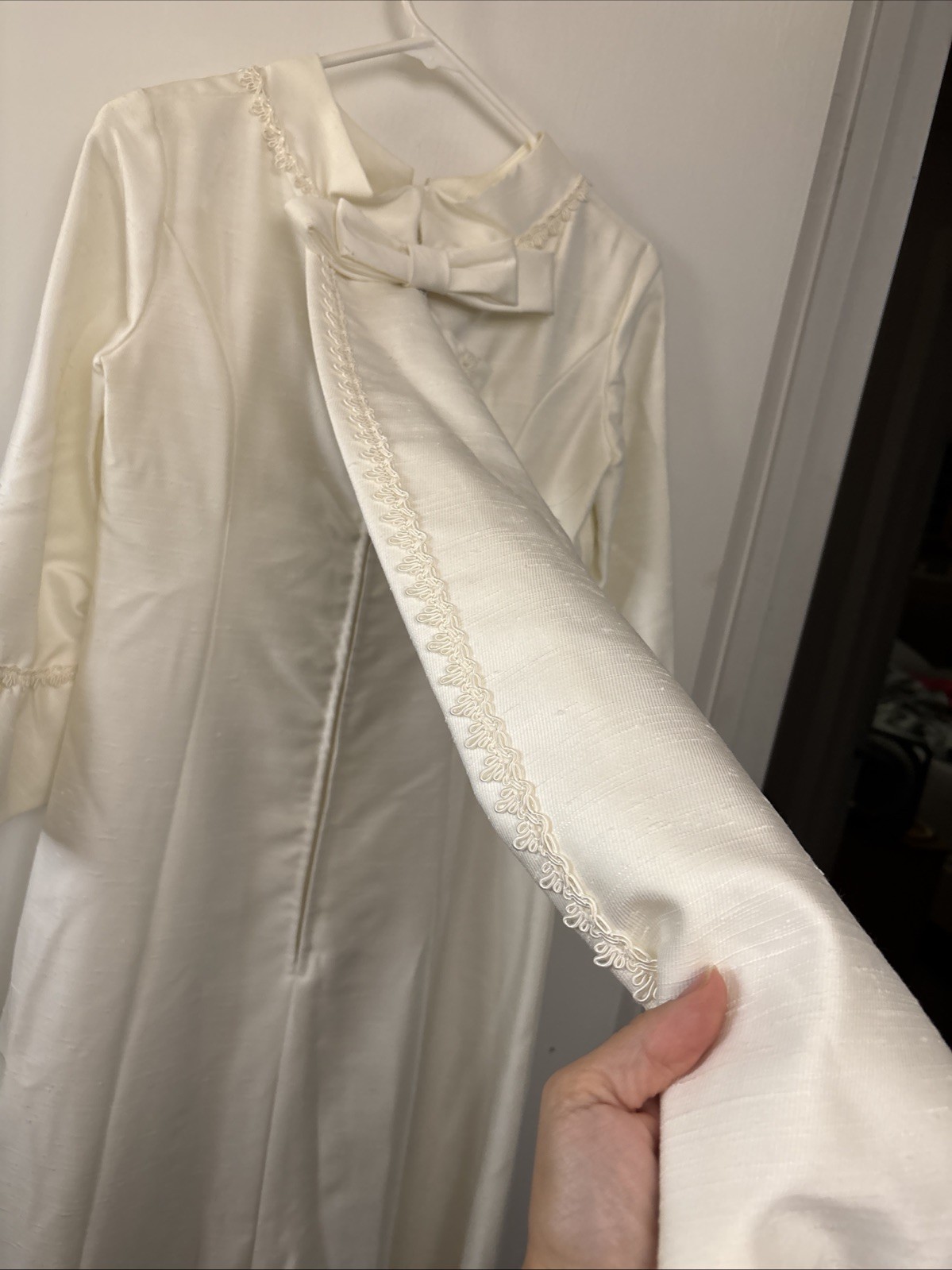 Vintage Lorrie Deb of San Francisco 1950s Ivory Wedding Dress Cape Train SZ 9 10