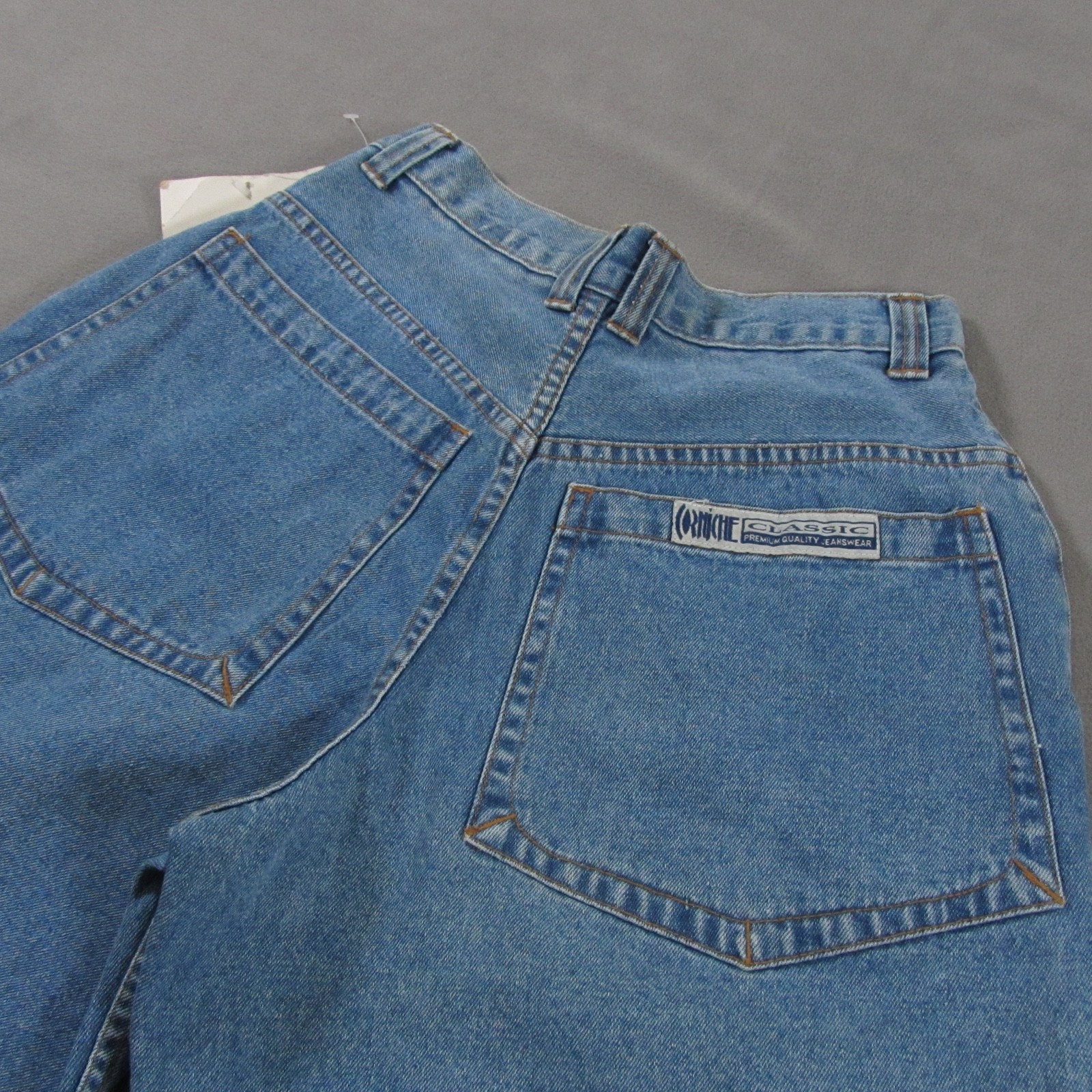 Vintage Corniche Denim Shorts Womens 32 Cargo Blue High Waist Deadstock