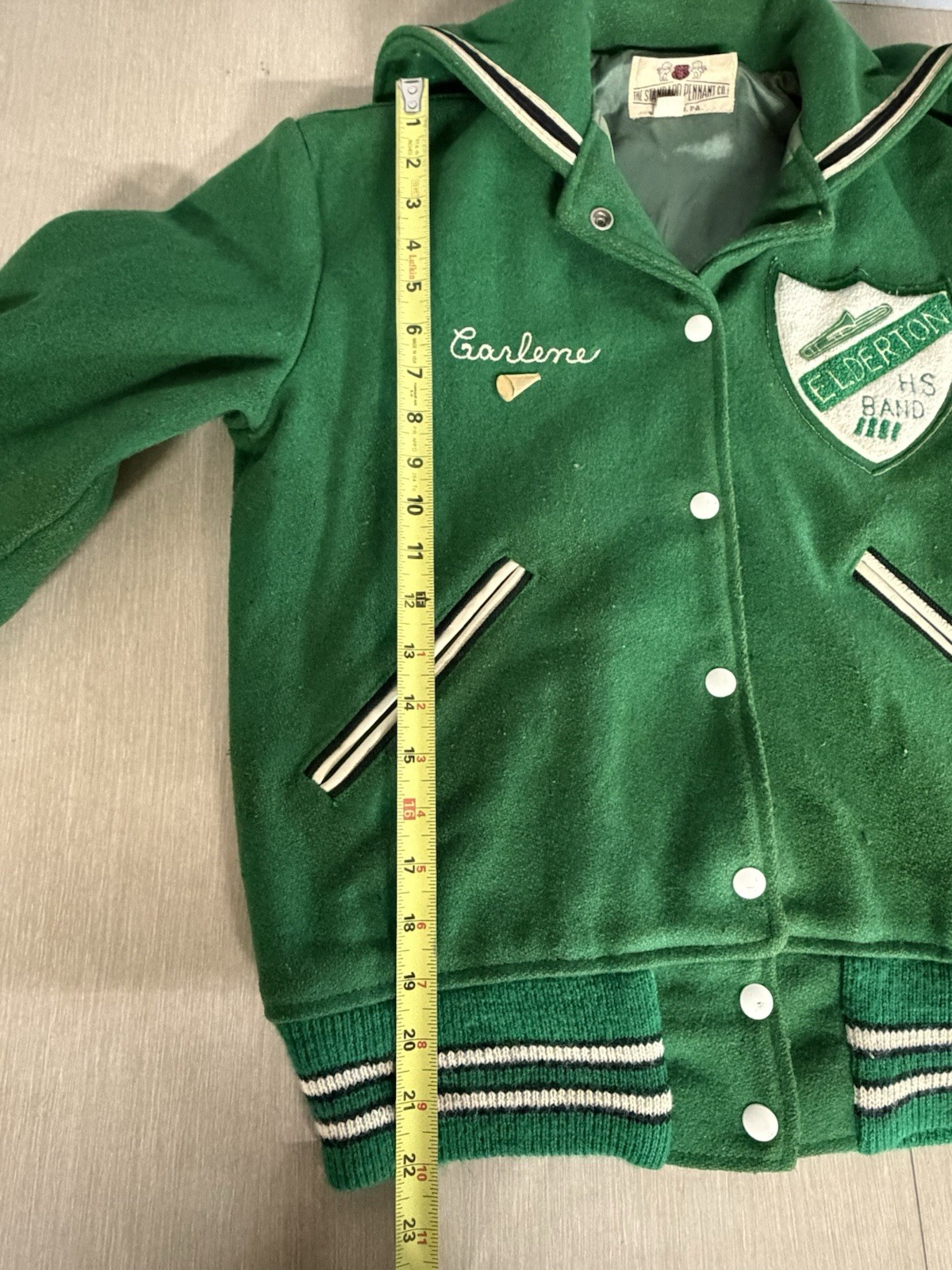Vtg 1980s High School Cheerleader Majorette Wool Varsity Jacket Elderton PA