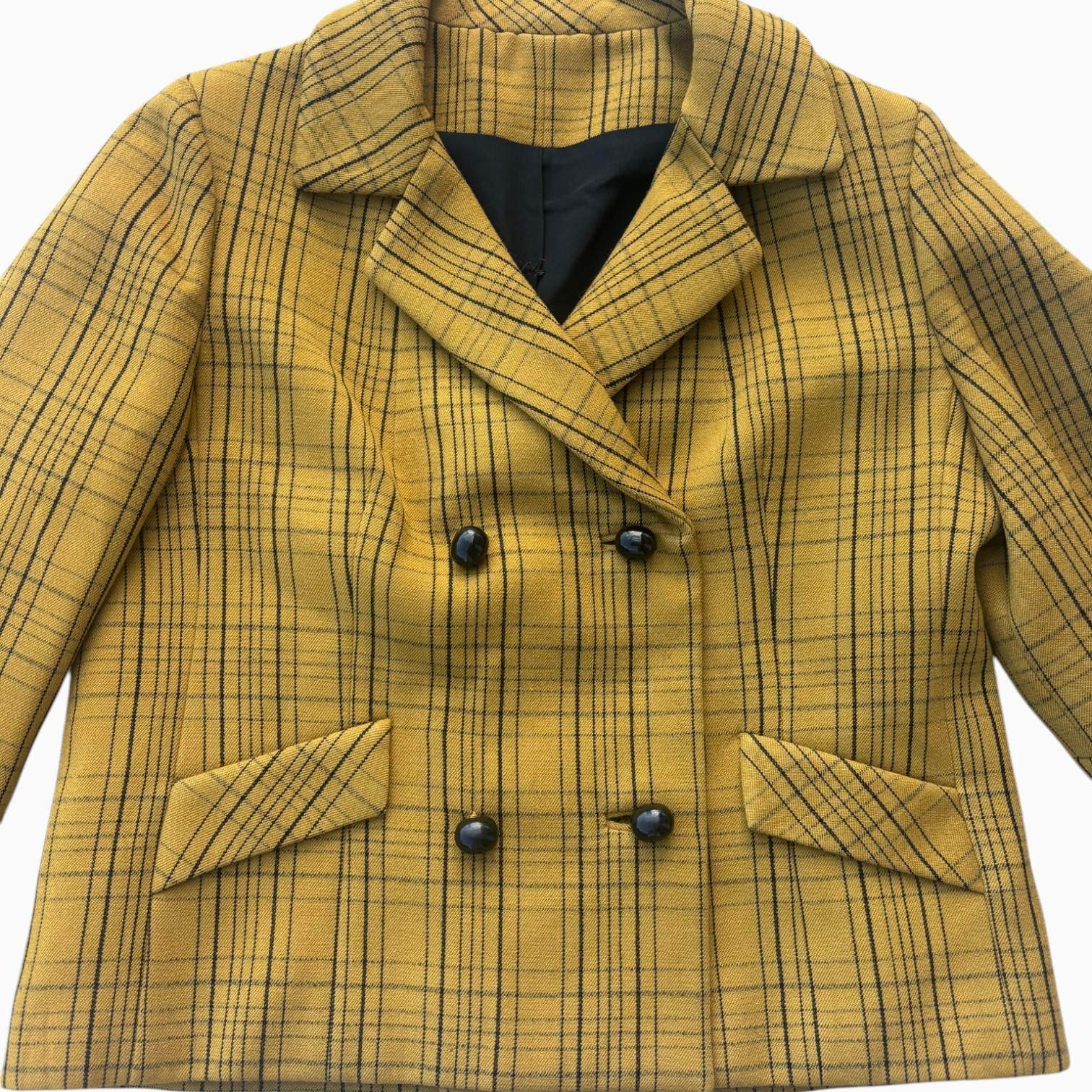 Vintage Adolphe Zelinka NY Virgin Wool Plaid Double Breasted Blazer ILGWU 60s
