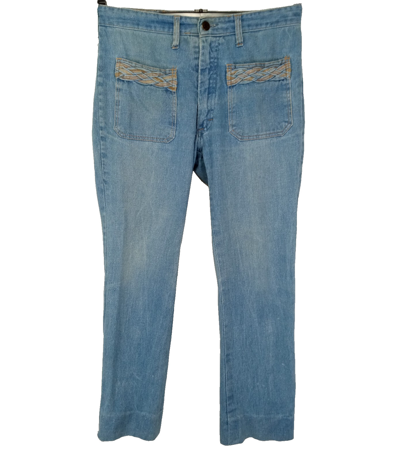 VTG 1970s’ 49R Belgium Denim Jeans women’s pants braided pockets 30 x 27