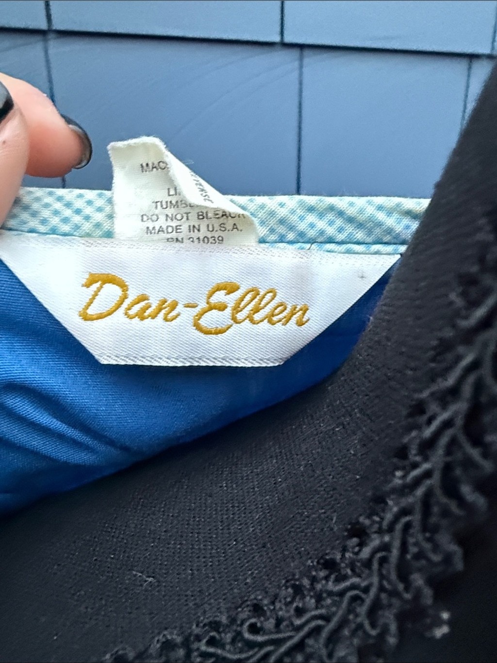 Bright Blue Button-Front House Dress with Red Accents Dan Ellen