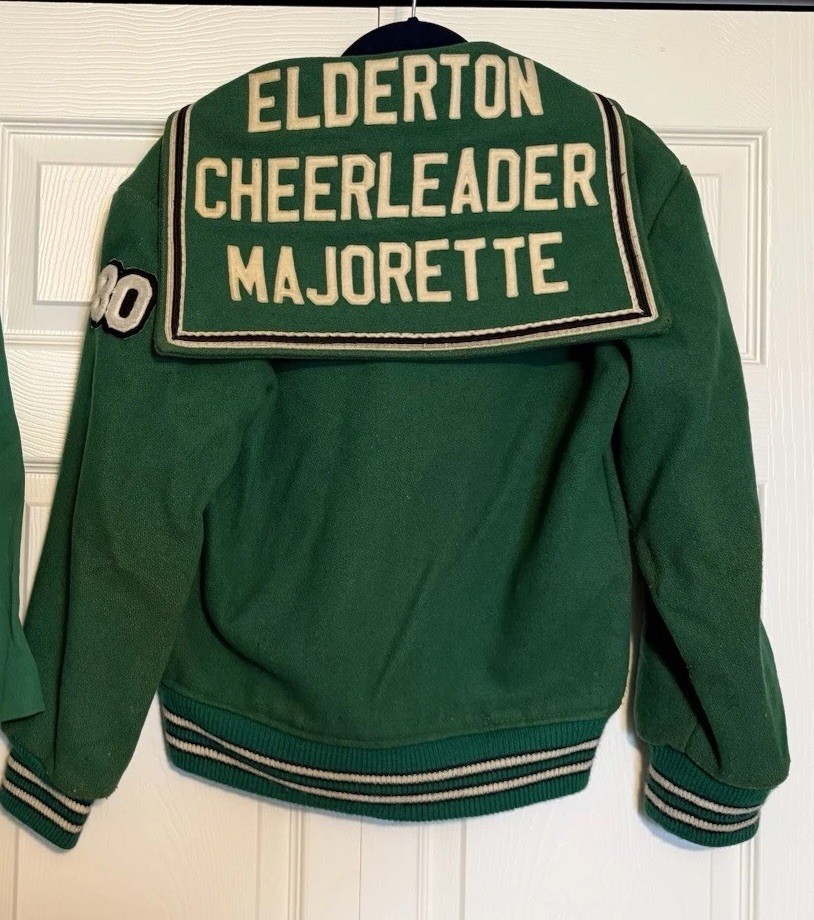 Vtg 1980s High School Cheerleader Majorette Wool Varsity Jacket Elderton PA