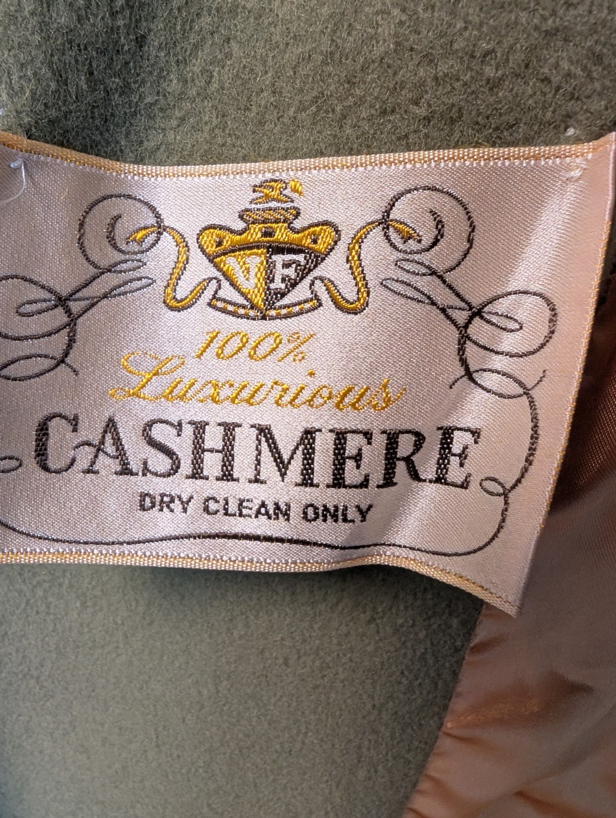 Vintage 100% Cashmere Car Coat Fern Jade Green Size 12-14 Large NOTES!