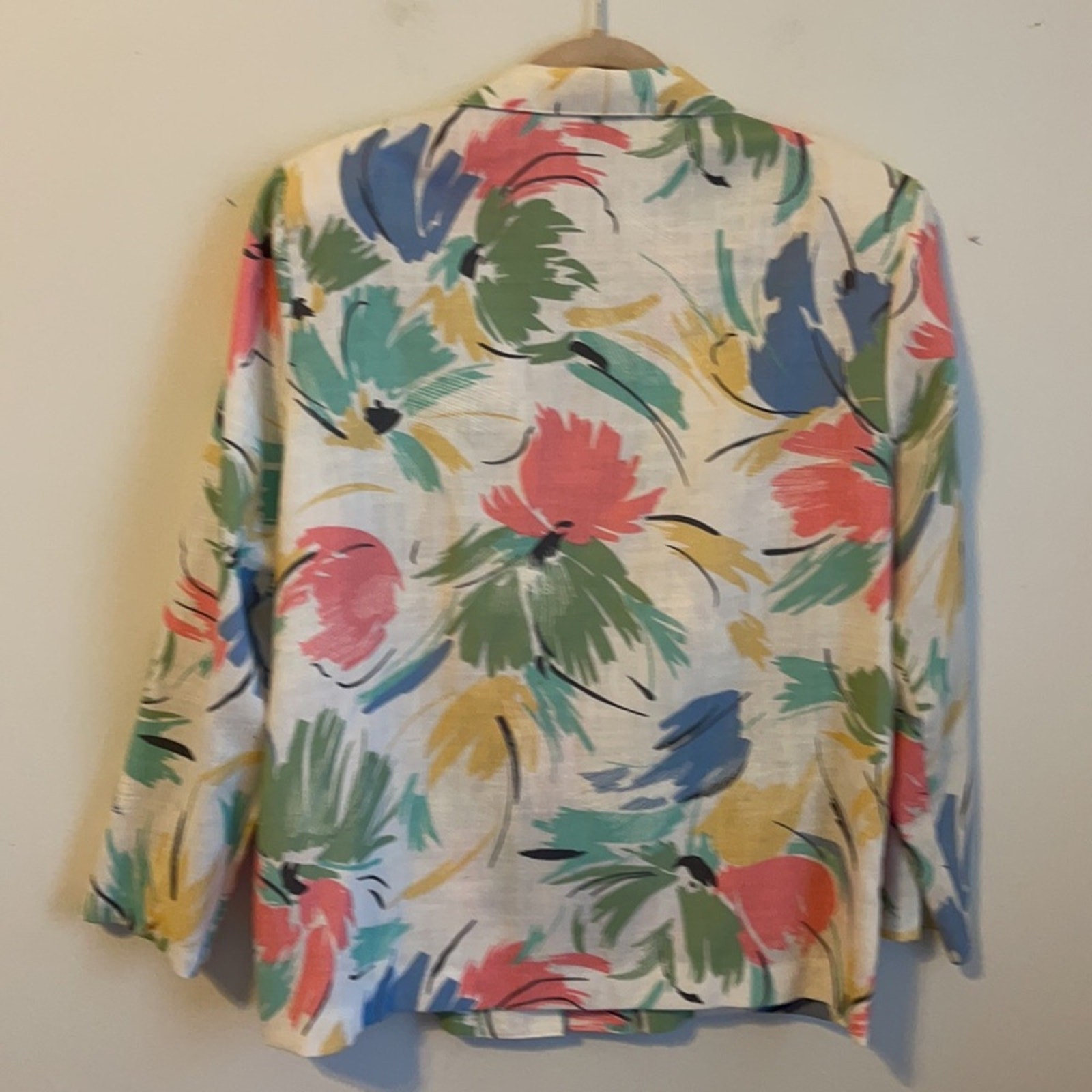 Vintage 80’s Blair unlined unstructured pastel paint stroke 1 button blazer