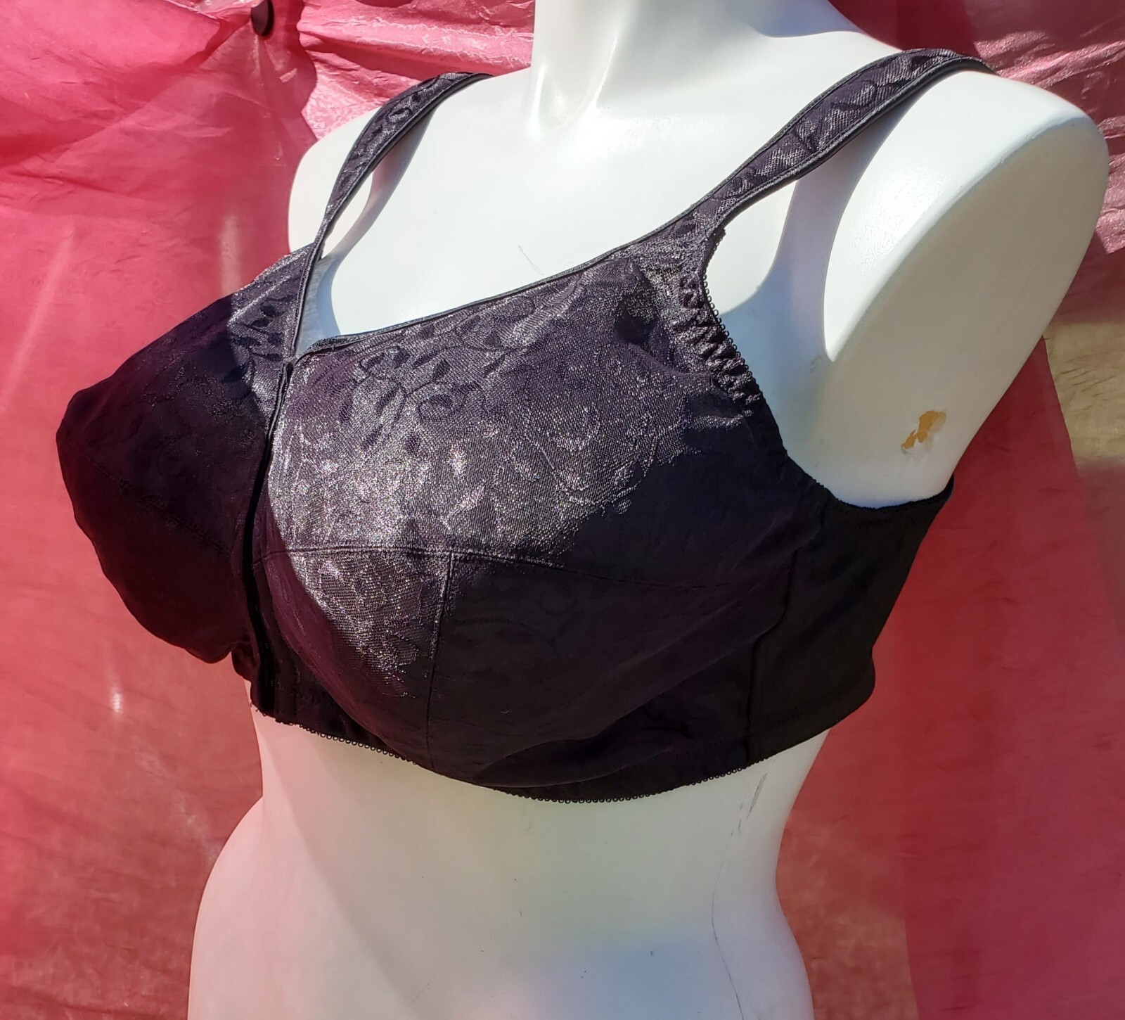 JMS Black Silky Front Close Bra Size D50 Sexy Sissy Pin-up Crossdress Y2K