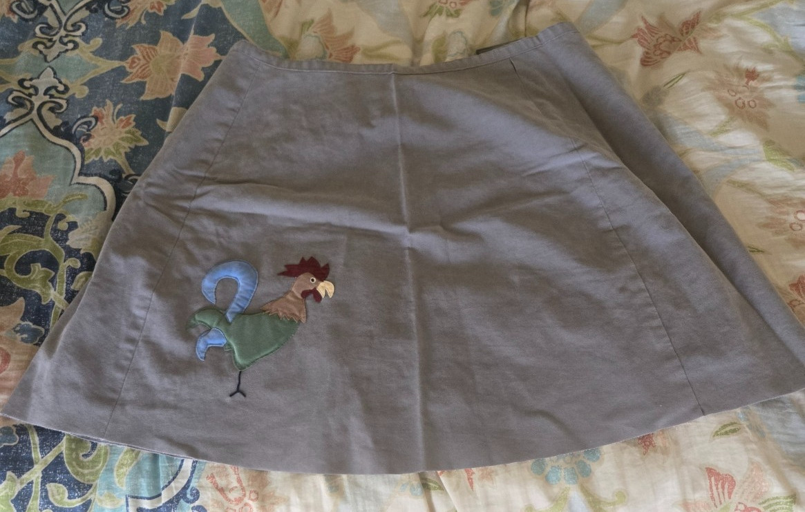 Vintage Crabtree Virginia Red Wrap Around Skirt Size Medium With Rooster