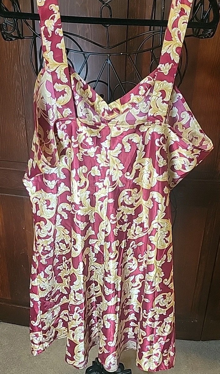Vtg Lauren Rogers Silky & Satiny Nightgown & Robe Linegerie Pajama Set 1X EUC