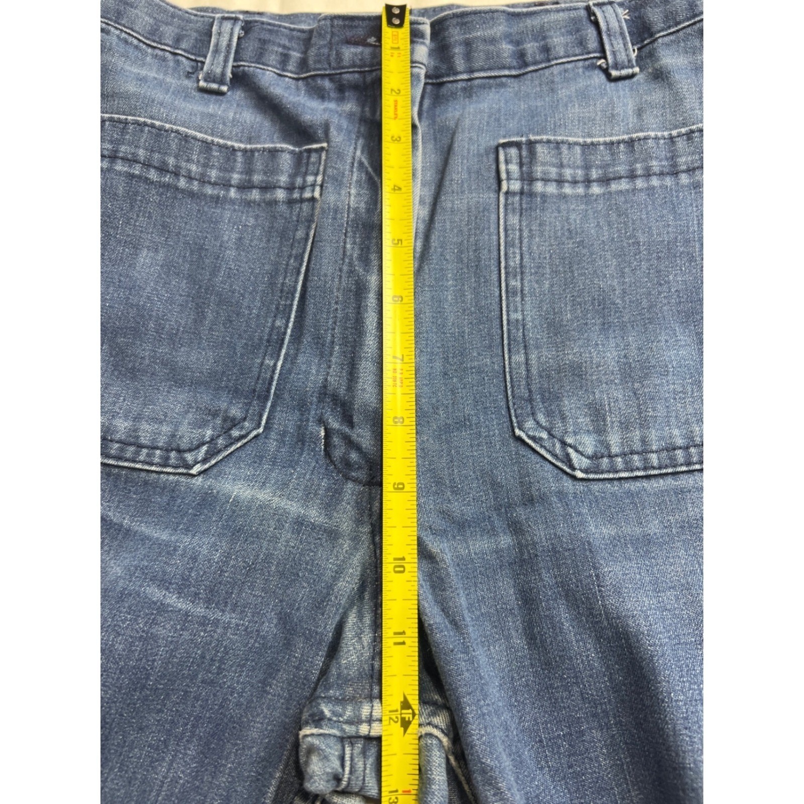 Vintage 1986 US Navy Utility Slacks Denim Hi Waisted Wide Leg Jeans 12L 26×27 G8