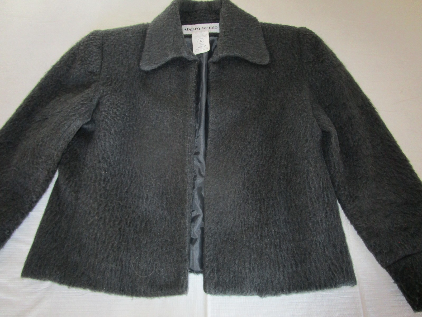 Adolfo Studio Petite Plush Cropped Wool Blend Lined Blazer Jacket Size 4P