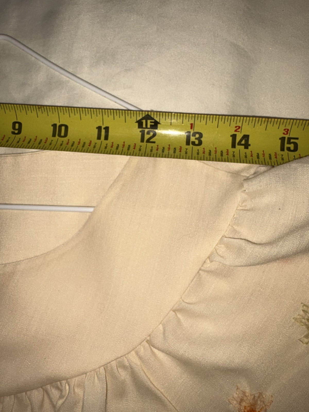 VTG 60S 70S WOMENS FLOWER EMBROIDERED FESTIVAL PRARIE BOHO BABYDOLL Shirt M