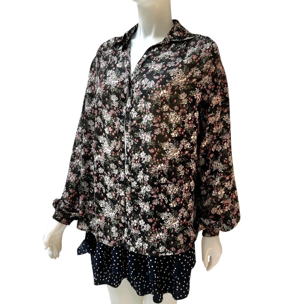 VTG 70s Givenchy for Chesa Floral Blouse 10 Office Siren Dark Fairy French Girl