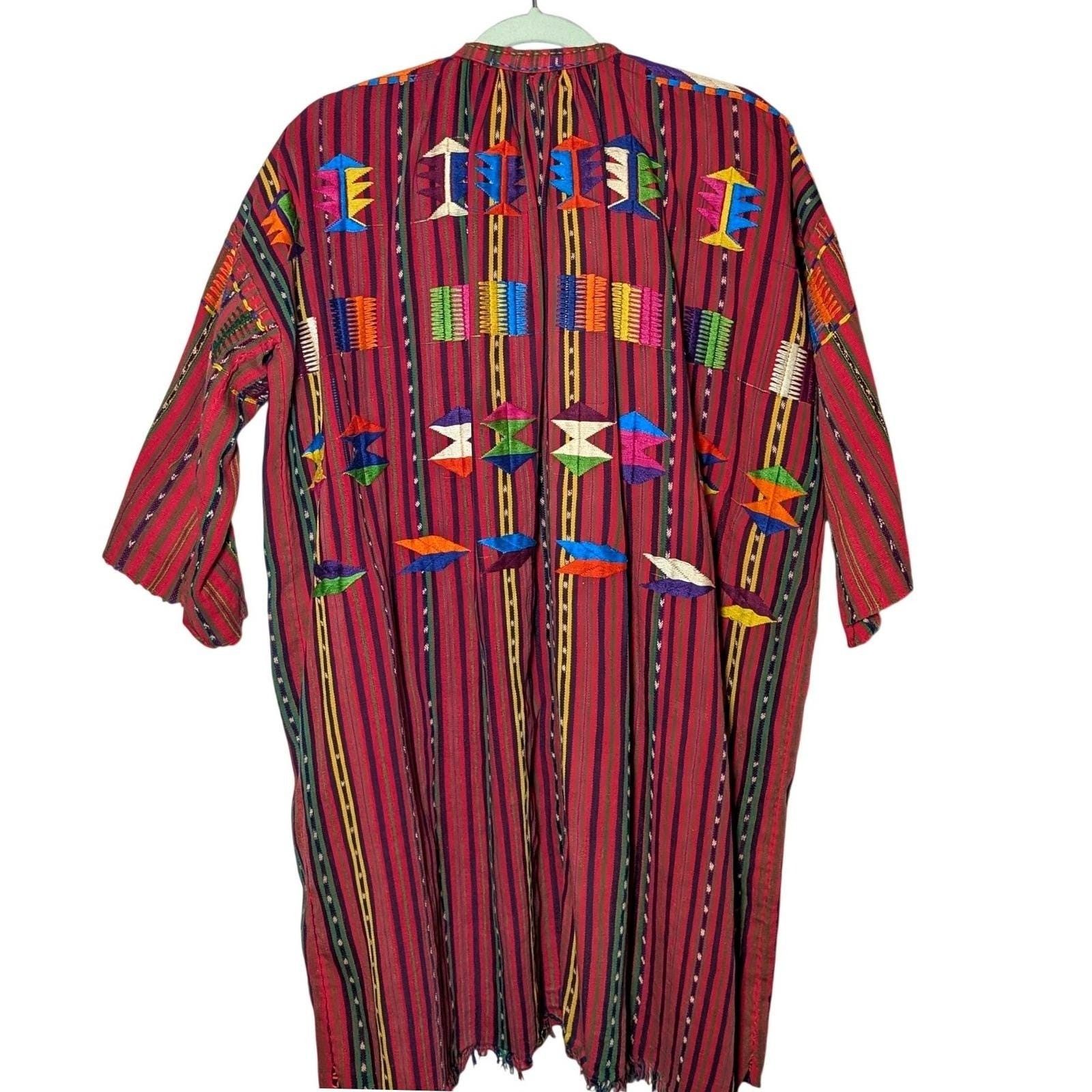 Vintage Guatemalan Solola Handwoven Colorful Embroidered Tunic Huipil Textile