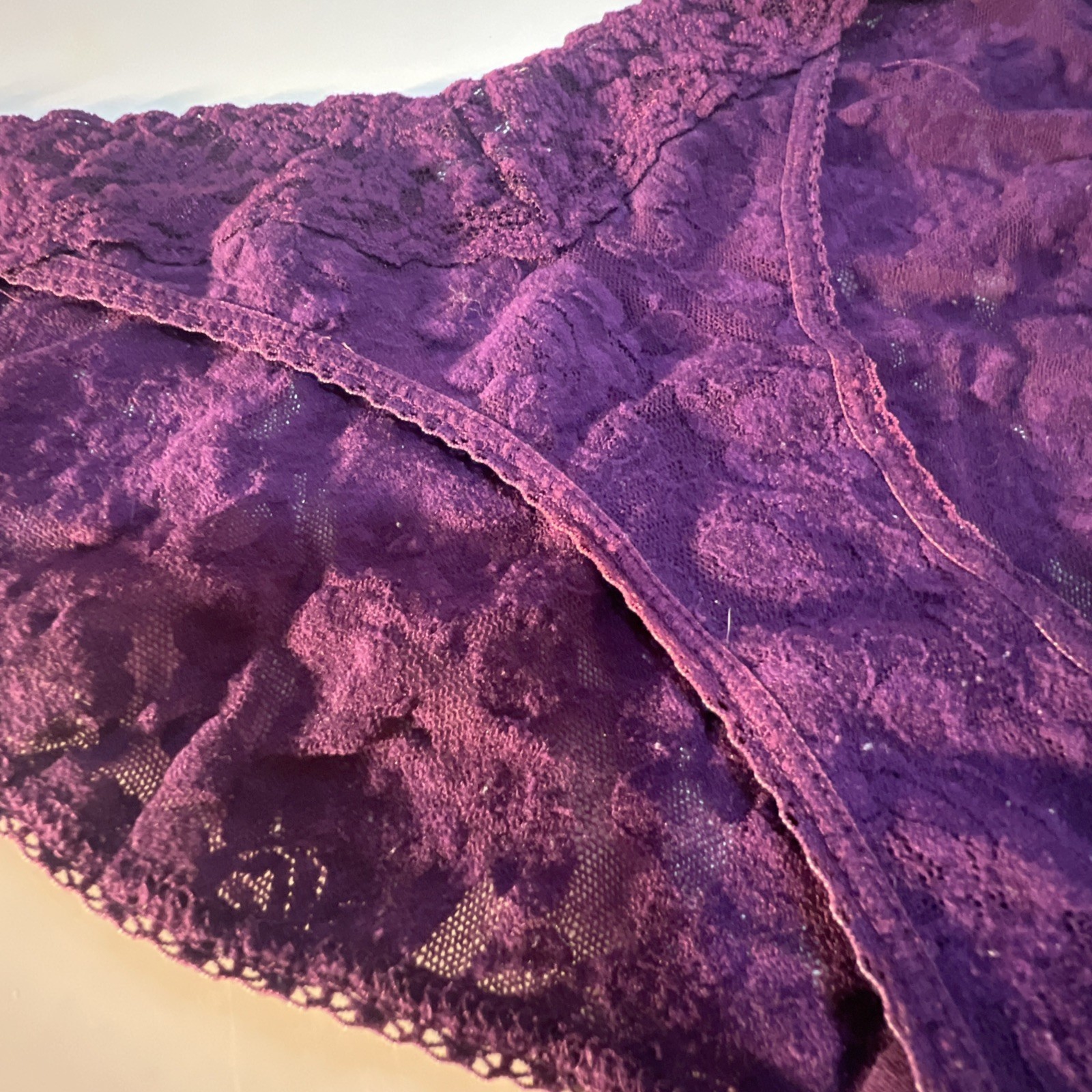 Vtg Y2K Hanky Panky Daily Lace French Panties Low rise Bikini Purple USA Made M
