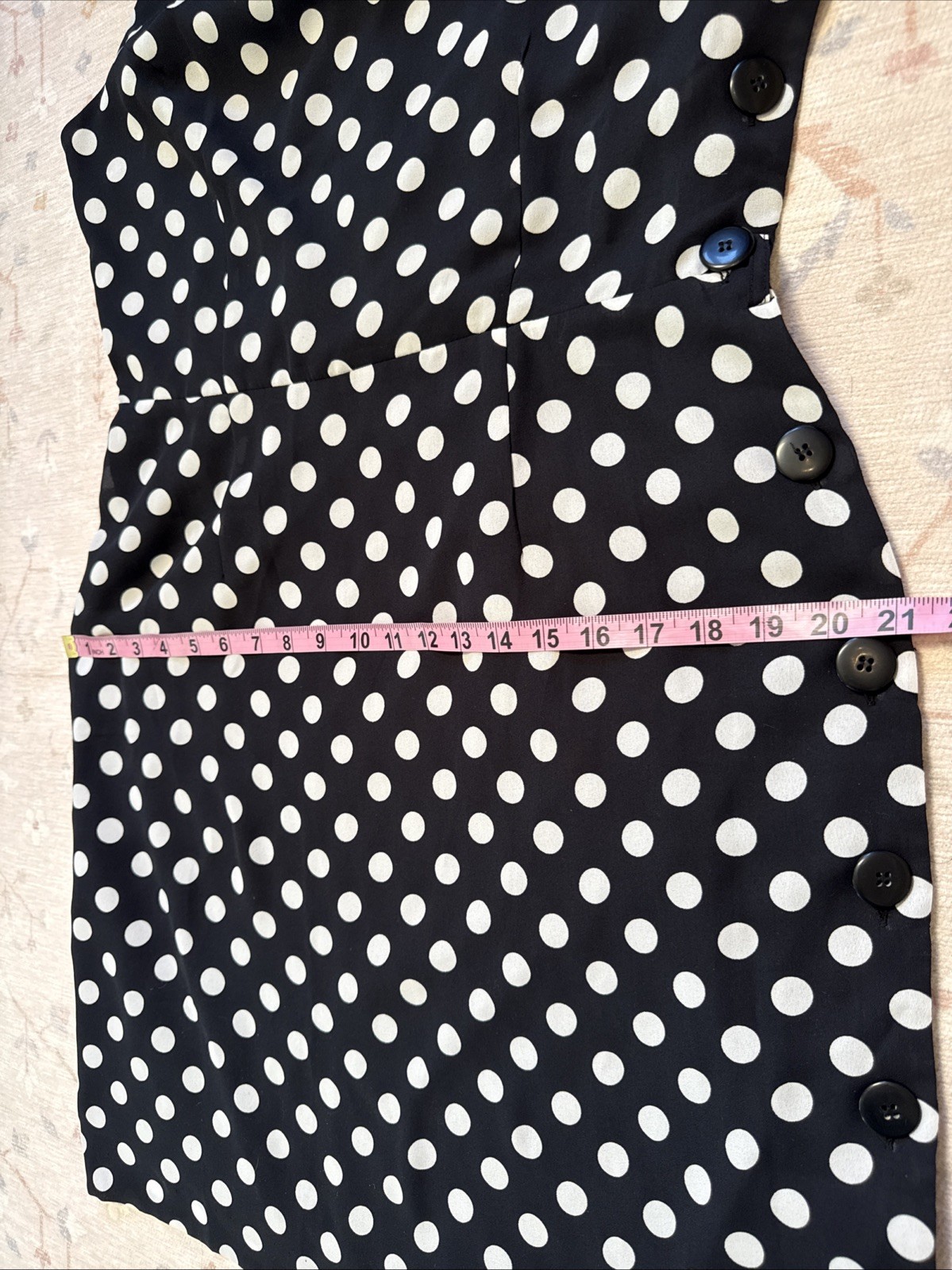 Vintage Polka Dot JRT Newport News Dress Chiffon Side Button Classic Preppy L