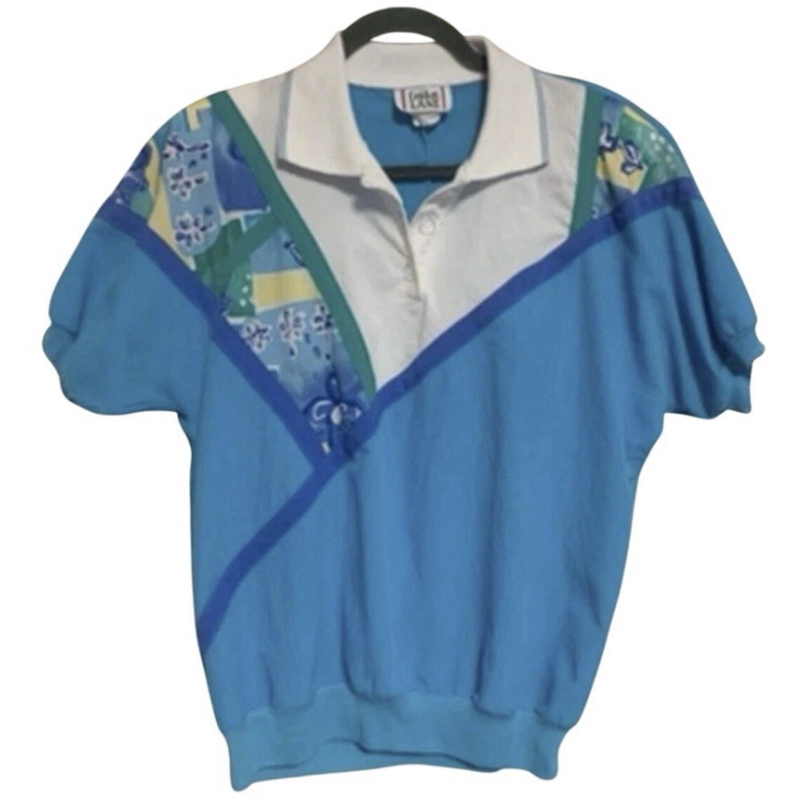 Vintage 80s Cricket Lane Patchwork Golf Tennis Pullover Top Made USA Sz XL