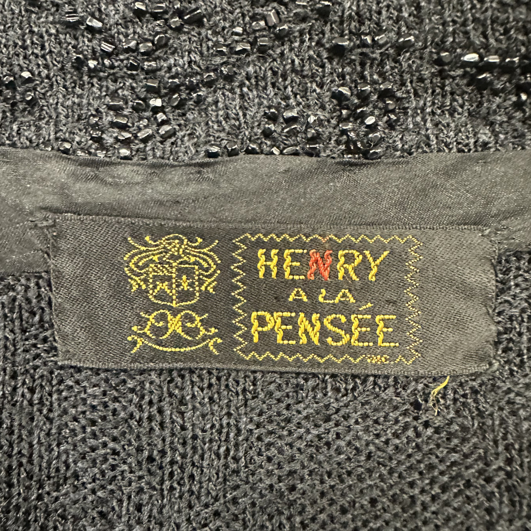 Vintage 1930s Henry A La Pensée Jet Beaded Drop Waist Knit Dress