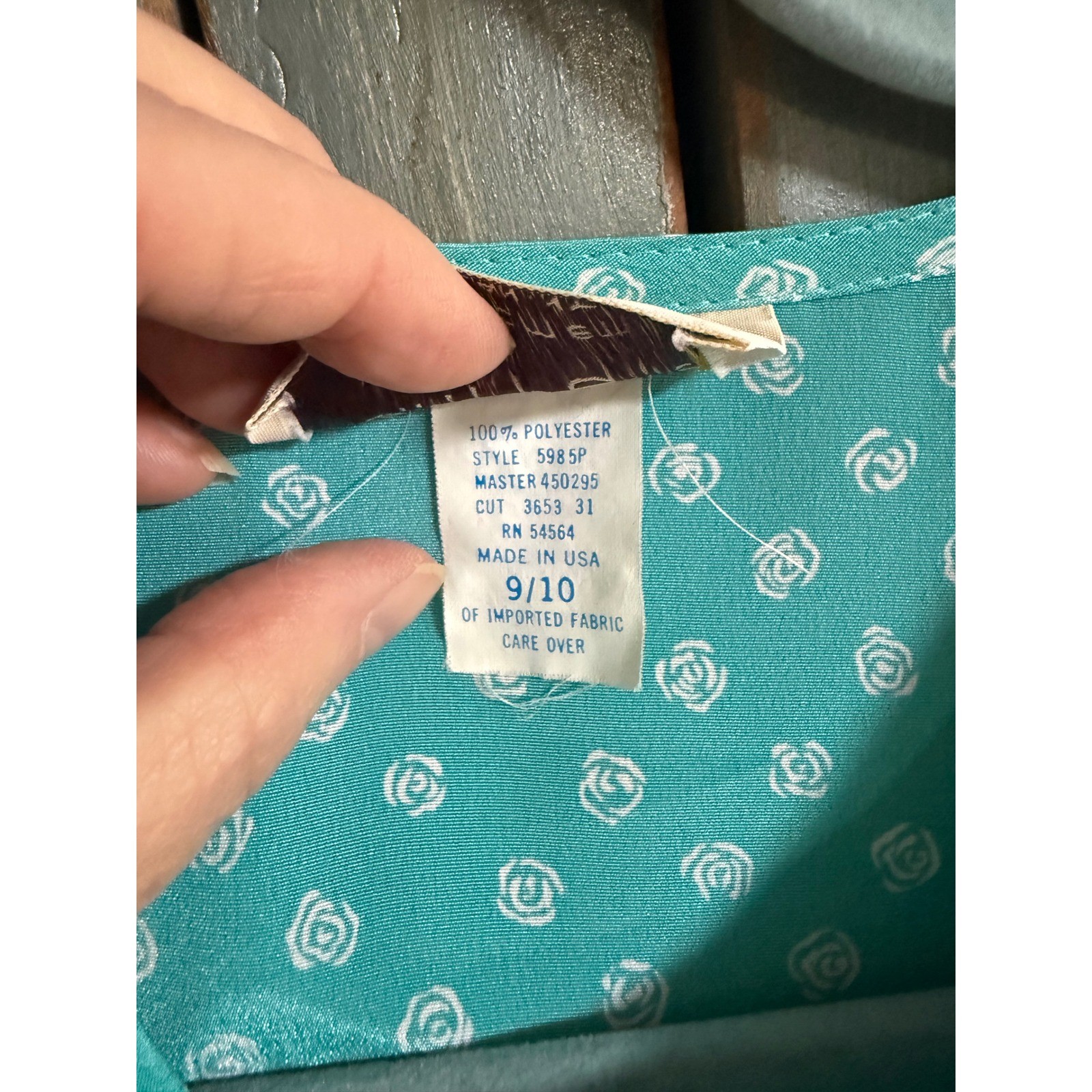 Pellini Petites Von Bramlett Vintage 80s Teal Rose Floral Midi Dress 9/10 USA