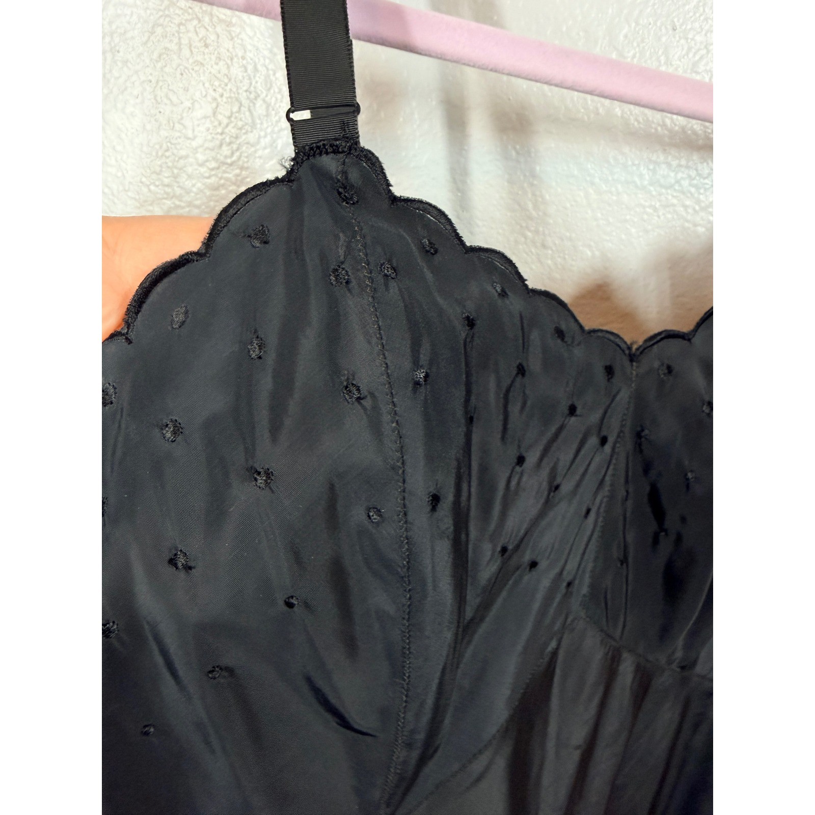Barbizon Full Slip Sz 12 Miss Black Nylon Tafetta Candies 1960’s Tafredda