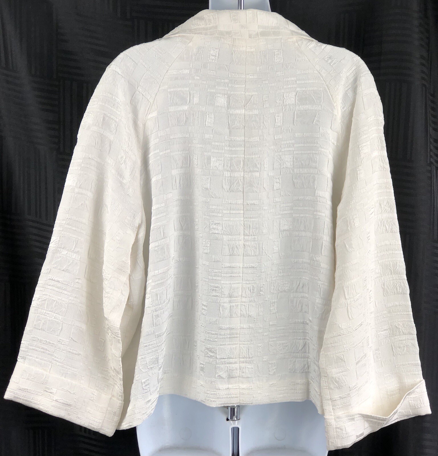 Vtg Jacket Blazer 18 Ivory G Silky Textured Chunky Button Career Lagenlook 90s
