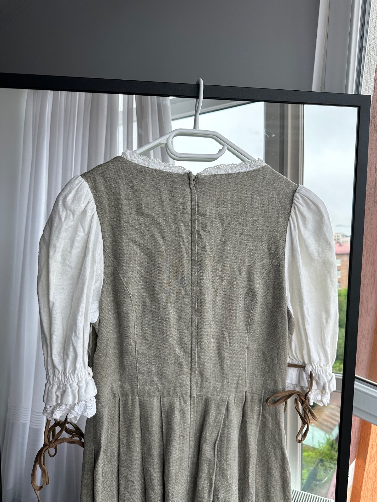 Vintage Hammerschmid Bavarian Austria Style Linen Woman Folk Long Dress Sz M
