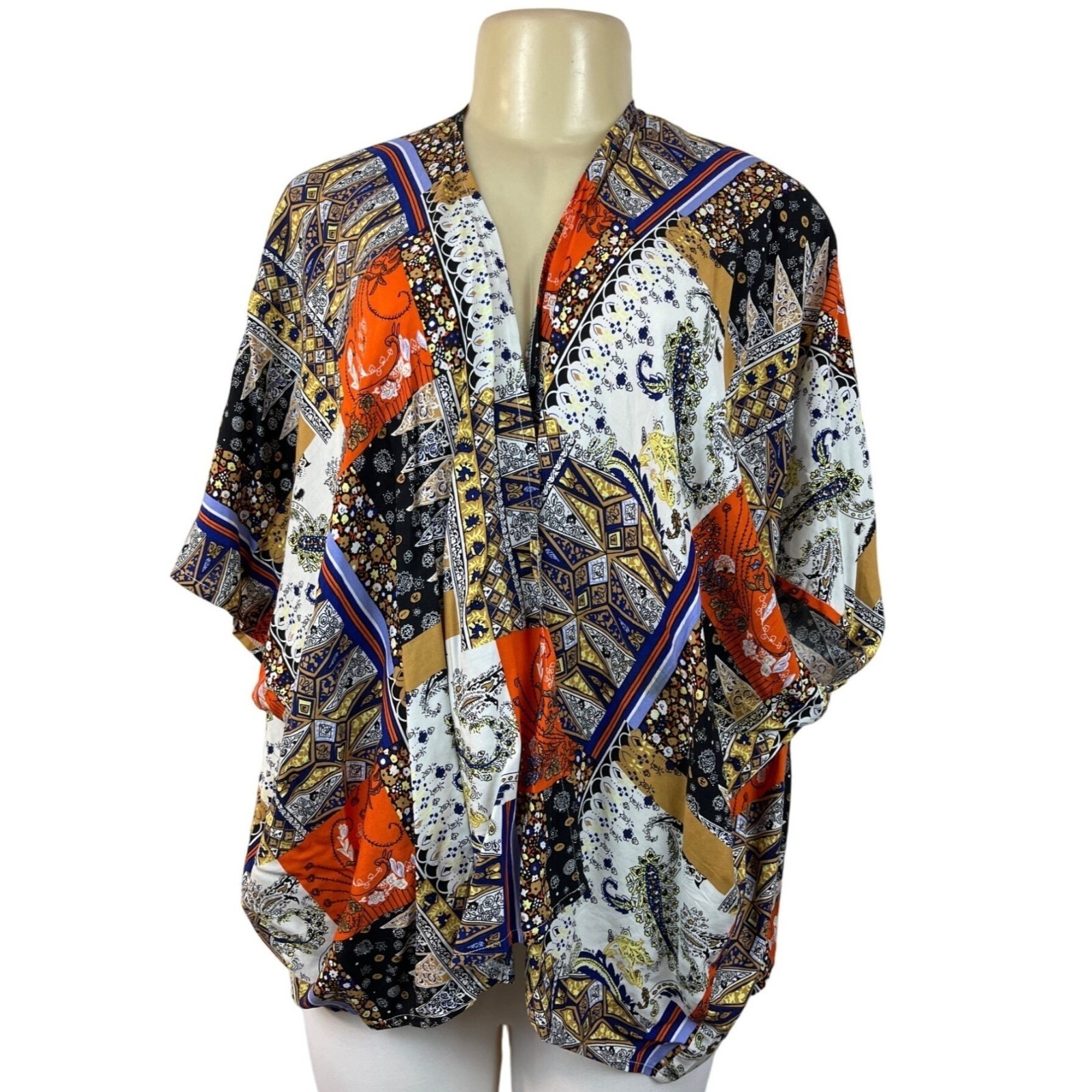 Vintage 80s 90s La Boutique Floral Colorblock Loose Fit Tunic Shirt Sz M – L