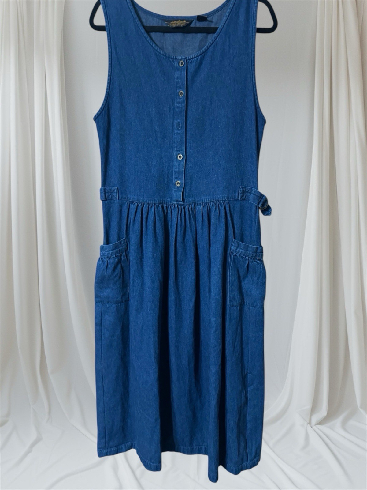 Eddie Bauer 1980s Dark Jean Jumper Dress Women’s XS(tag M) Bust 34” Read PRARIE