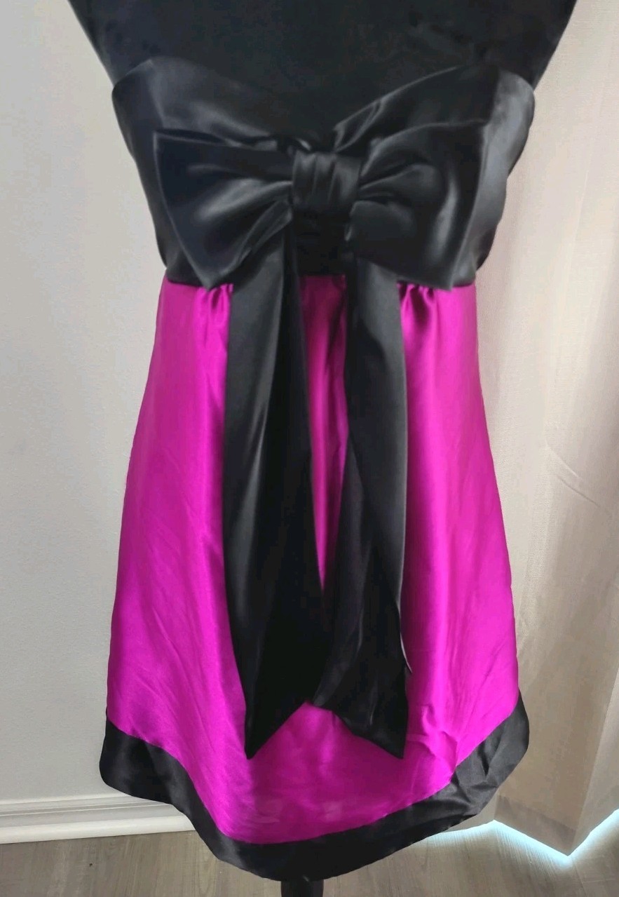 Vintage ’80S Jessica McClintock Gunne sax Strapless Hot Pink Large Bow Size 5