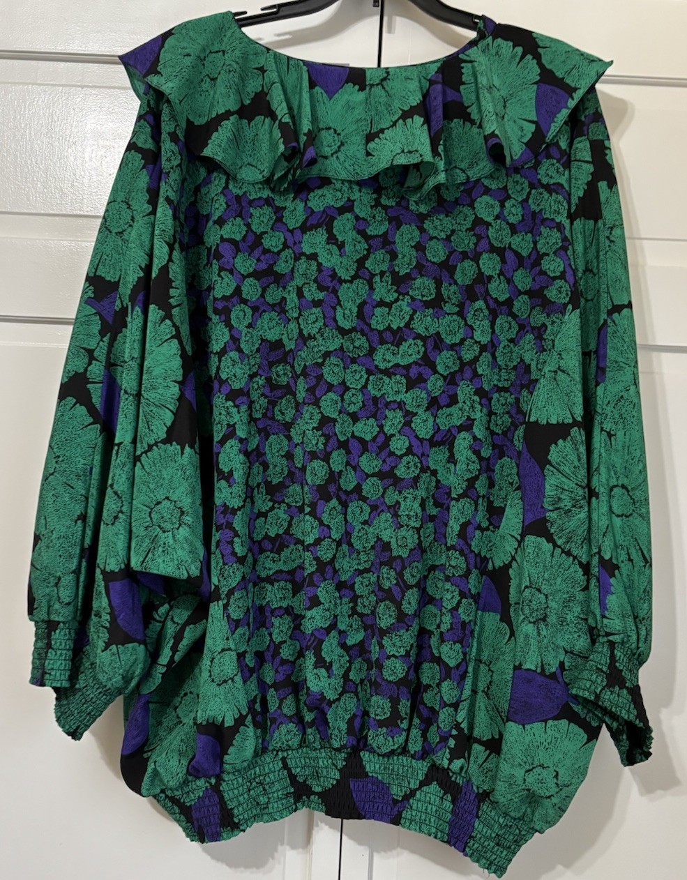 Vintage PREMIER ROW by MARILYN THELEN Purple & Green Ruffle blouse/top, Size 4X