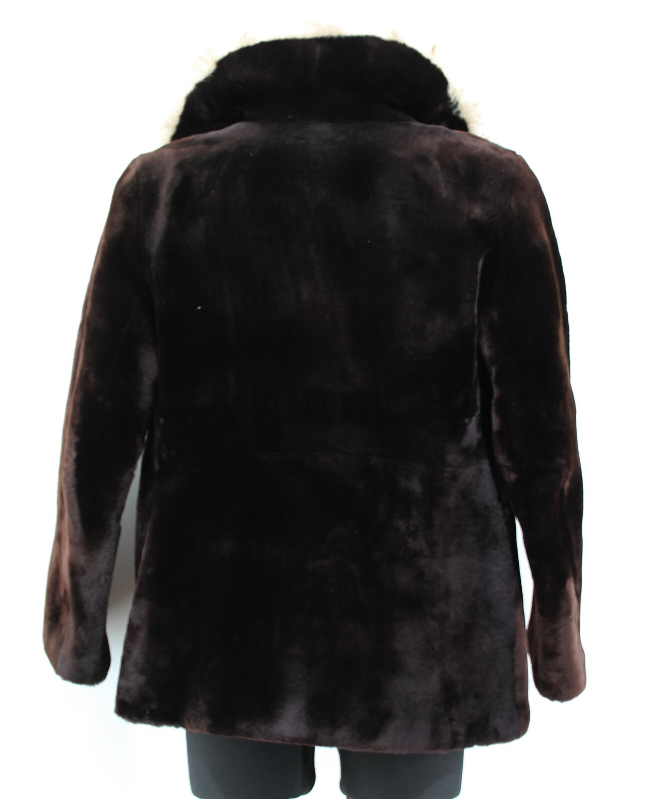 Rare Fur Jacket Real Fur Sheepskin Collar Vintage Brown Size 38/40 (N)