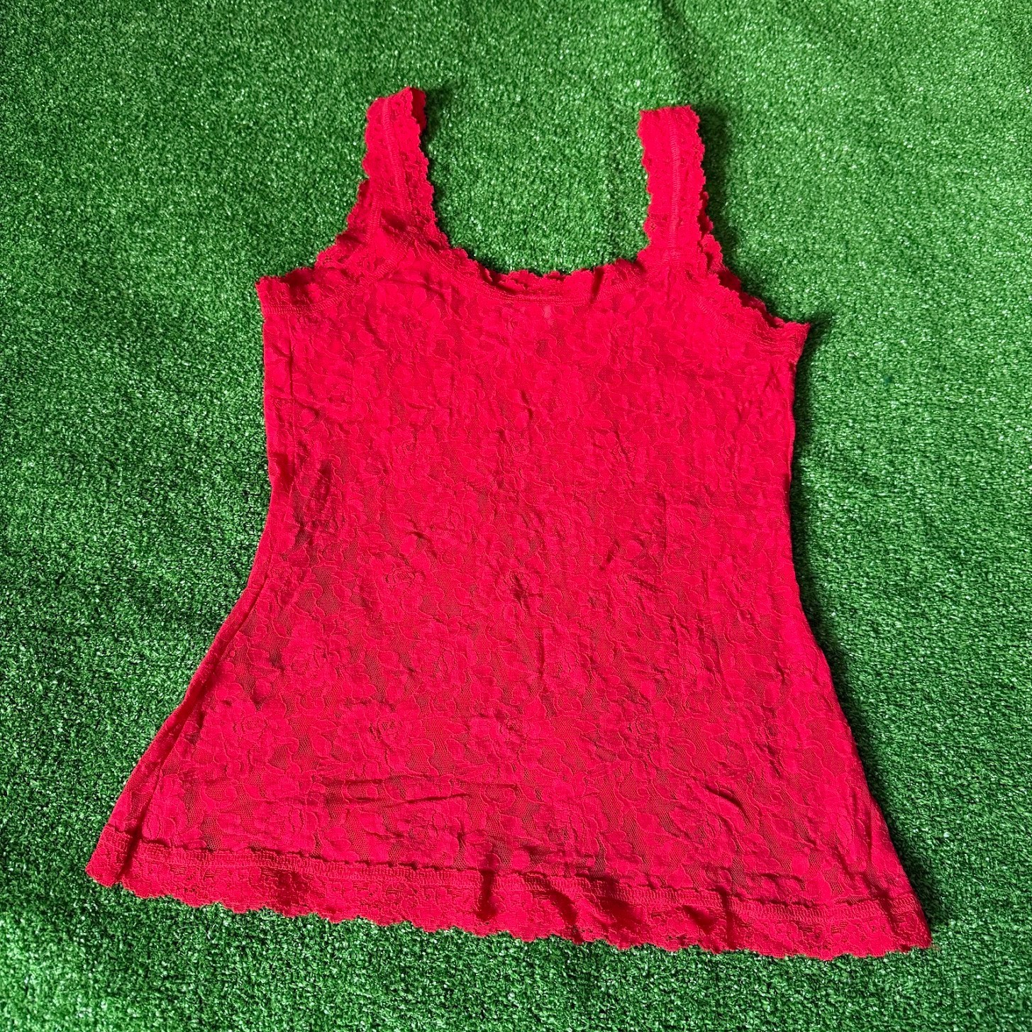 Vintage Y2K Hanky Panky Red Lace Camisole Lingerie Cami Made in USA Top Size M