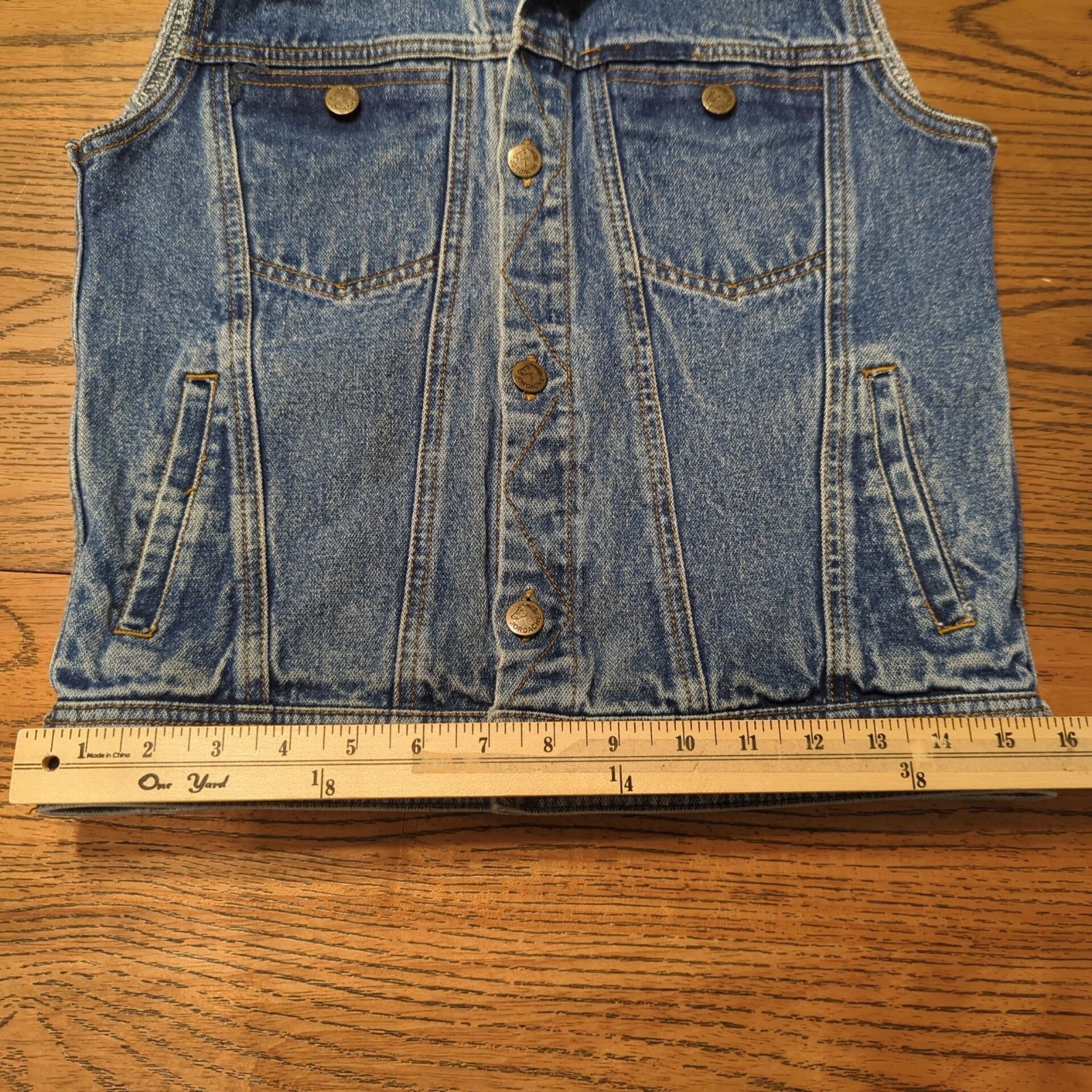 Vintage Jordache Denim Sleeveless Jacket Vest Pockets Button Front 1980’s
