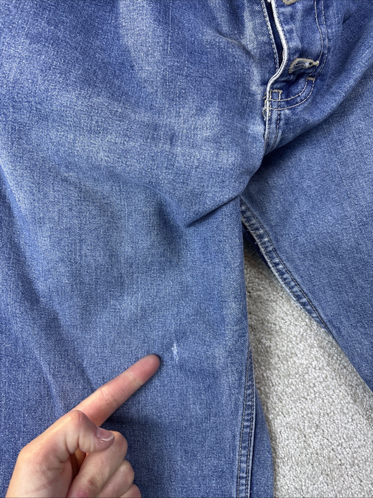 Tommy Jeans Button Fly Denim Womens 13 Junior (32×31) Blue Vintage Straight Leg