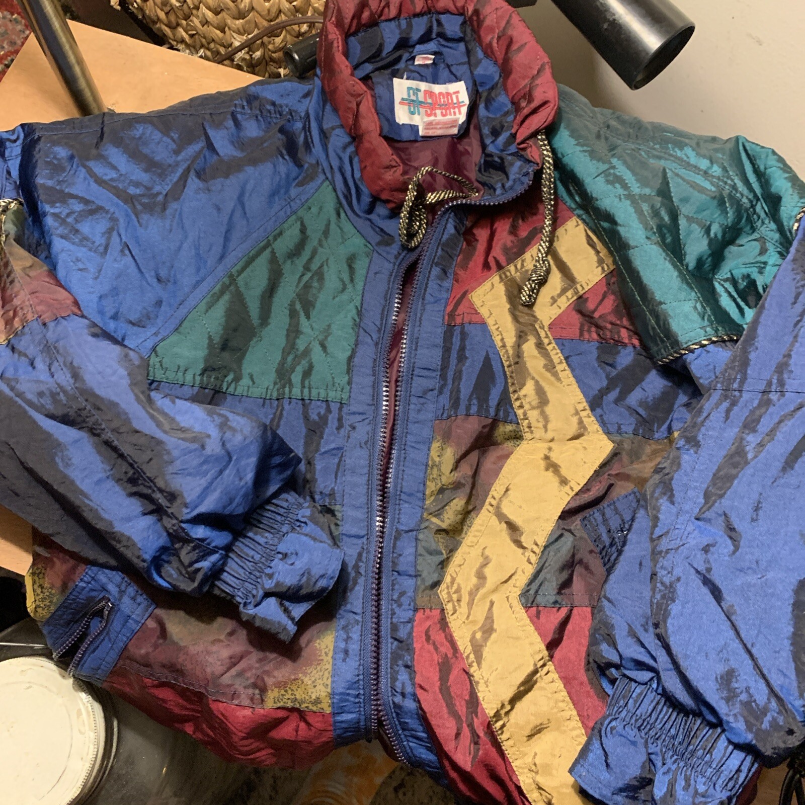 Vintage 80s Retro Windbreaker Jacket Colorblock M Grandmacore Eclectic